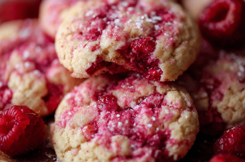 Raspberry Cookies (Soft, Chewy & Eggless!)