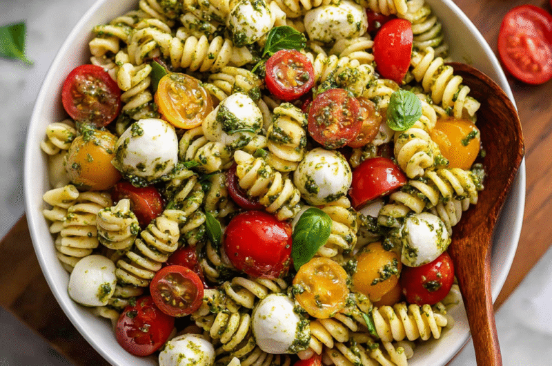 Easy Pesto Pasta Salad with Tomatoes & Mozzarella | Quick & Fresh